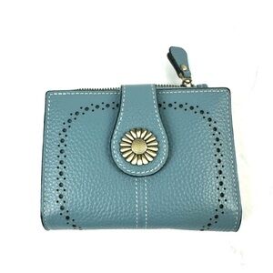 Sendefn‎ Wallet Light Blue Faux Leather Organizer Bifold Clutch Womens Brand New